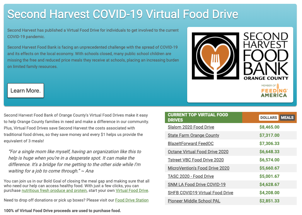 HISTORIC AND UNPRECEDENTED RESPONSE TO TASC COVID-19 VIRTUAL LOCAL FOOD DRIVE